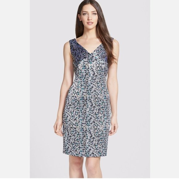 Hugo Boss Distripy Jacquard Ponte Multi-Color Sheath Dress NWOT-Size 4 - Picture 12 of 16